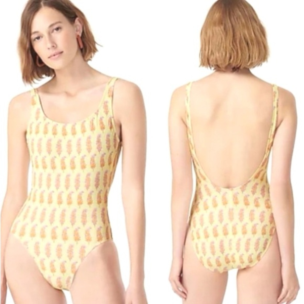 SZ Blockprints X J.Crew / Floral One Piece Swimsuit Yellow